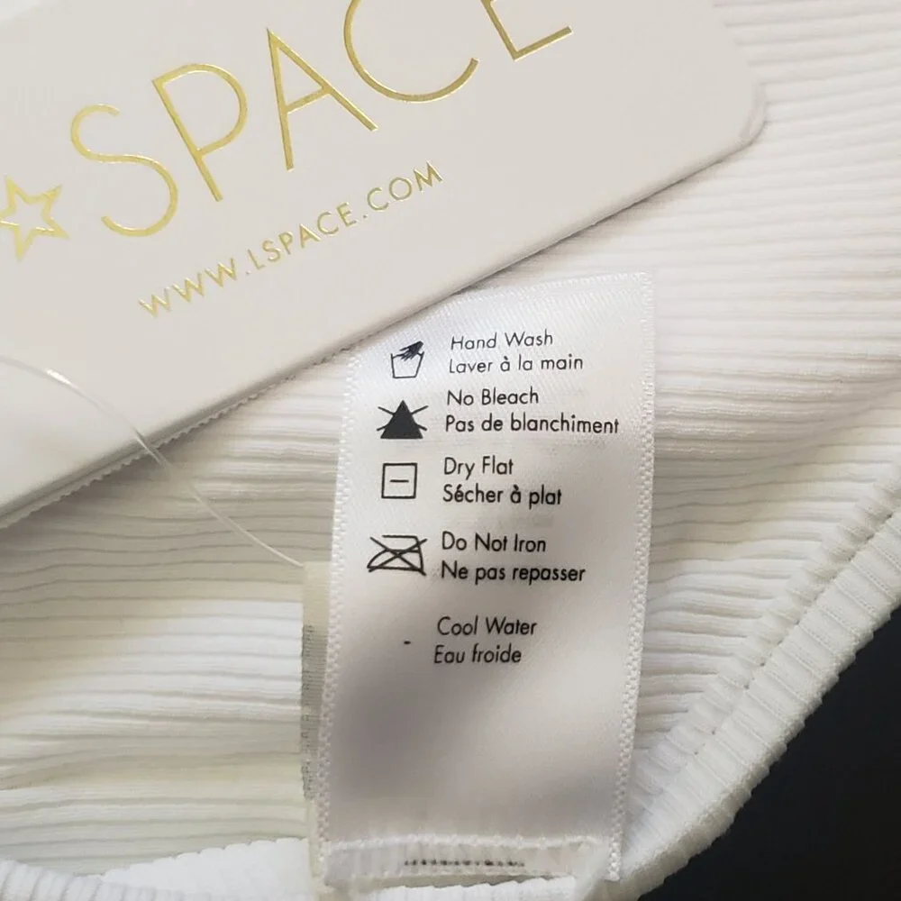 L*Space LSPACE Ribbed Helena Bikini Top Women's Size Medium White Adjustable NWT - Picture 4 of 12